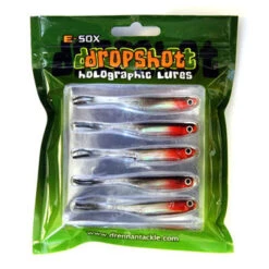 E-Sox Dropshot Lures 7,5cm Big Eye Fry Split Tail Silver/Red